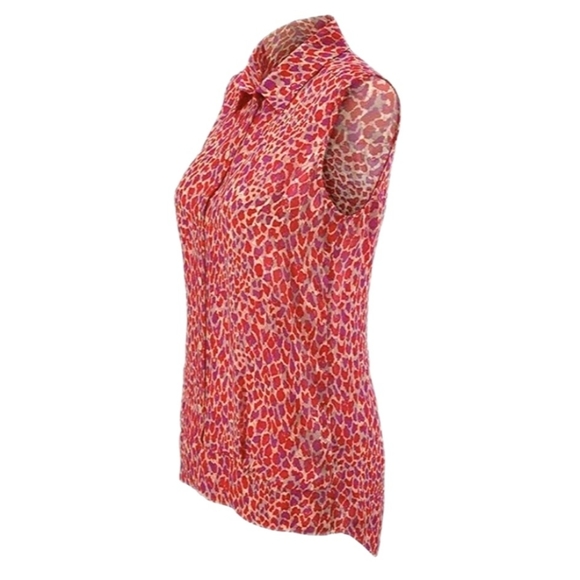 CAbi Wmns S Sleeveless Collared Button Down Red Purple 3270 Heartbreaker Blouse - Picture 2 of 9